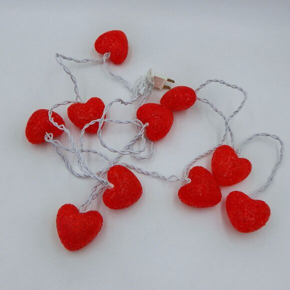 Melted Popcorn Red Hearts String 10 Light Set Replacement Bulbs - Picture 1 of 4